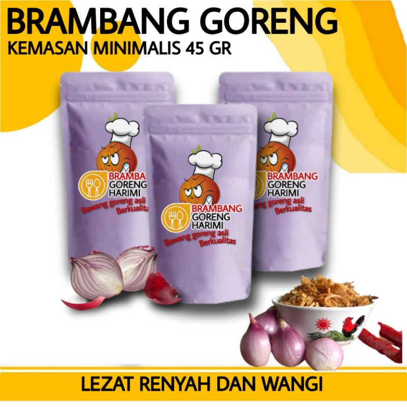 

Bawang Goreng Murni Asli kemasan minimalis standing pouch 45 gr