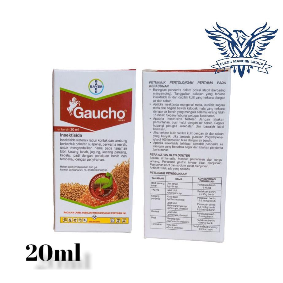 INSEKTISIDA GAUCHO 20ML insektisida perlakuan benih gauco Pengendali hama pada tanaman jagung Bahan Aktif: Imidakloprid 350g/l Confidor Besvidor Topdor