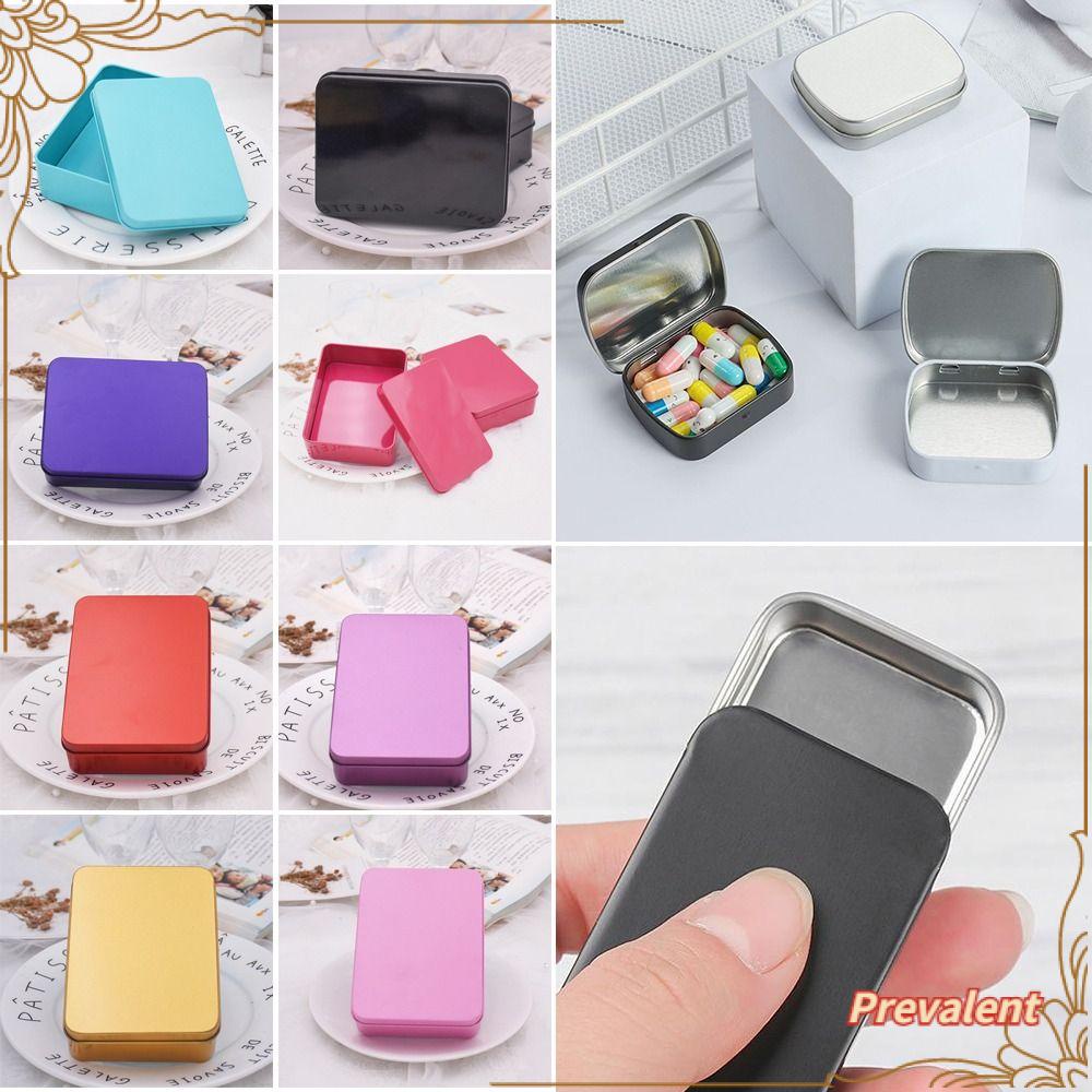 Preva Tin Box Home Organizer Candy Coin Kunci Organizer Wadah Kit Perhiasan Kuku Kecantikan Penyimpanan Square Storage
