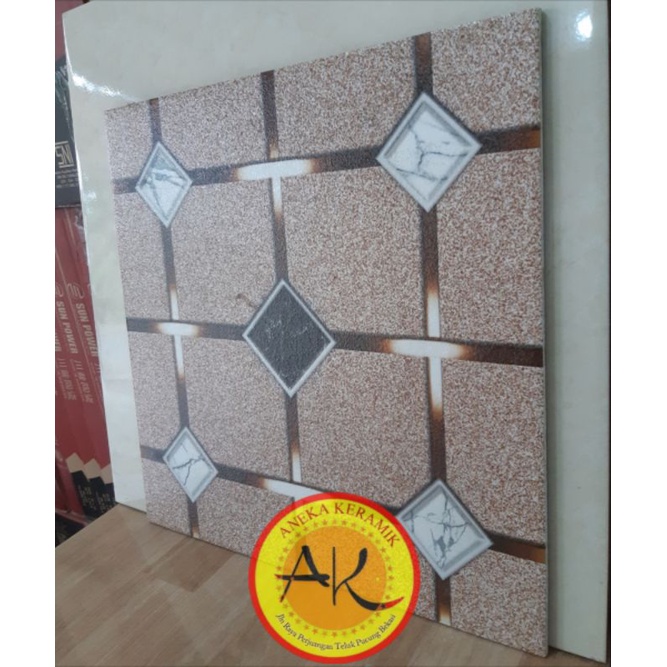 Keramik Lantai Taman/Garasi Kasar Matt Motif Hexagon 40x40 Hummer Brown