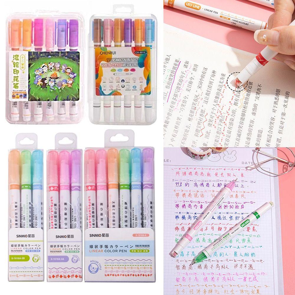 R-flower 3/6 /12Pcs Curve Stabilo Pen Alat Gambar Graffiti Curve Line Constellation Stabilo Terintegrasi Warna