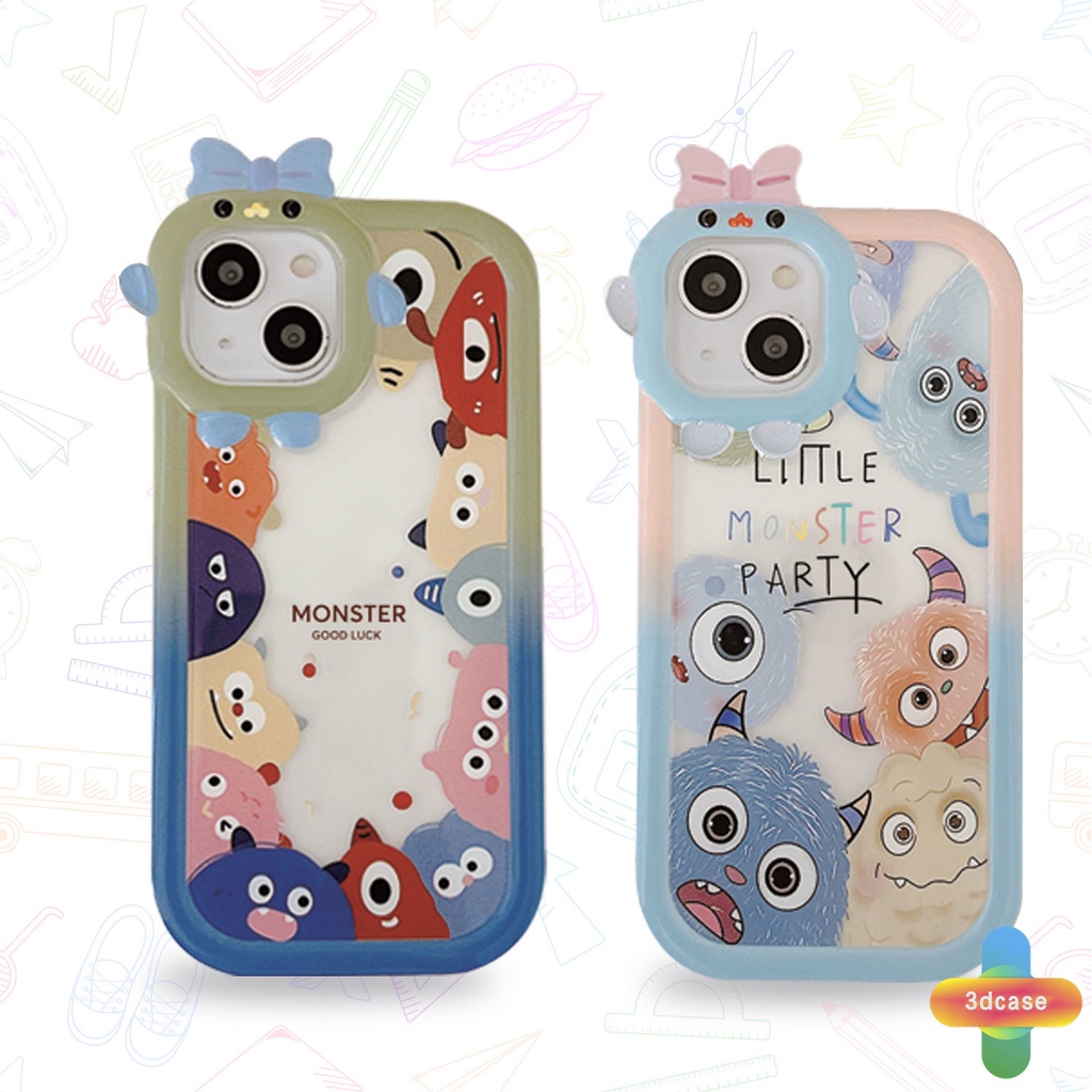 Soft Case Desain Kartun Monster Kecil 3D Untuk IPhone 11 12 13 14 PRO MAX 6 7 6S 8 14 Plus X XR XS MAX 11 12 13 Se 2020 6SPlus 7Plus 6Plus 8Plus 14Plus XSMAX