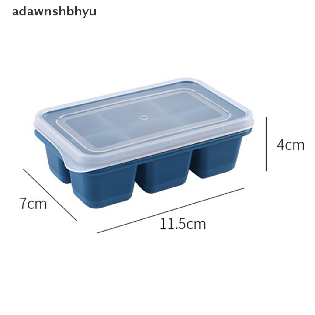 Adawnshbhyu Cetakan Es Batu Silikon Dengan Tutup DIY 6kisi Lembut Bawah ce Cube Mold Persegi Buah Ice Cube Maker Tray Kitchen Bar Tools Acces ID