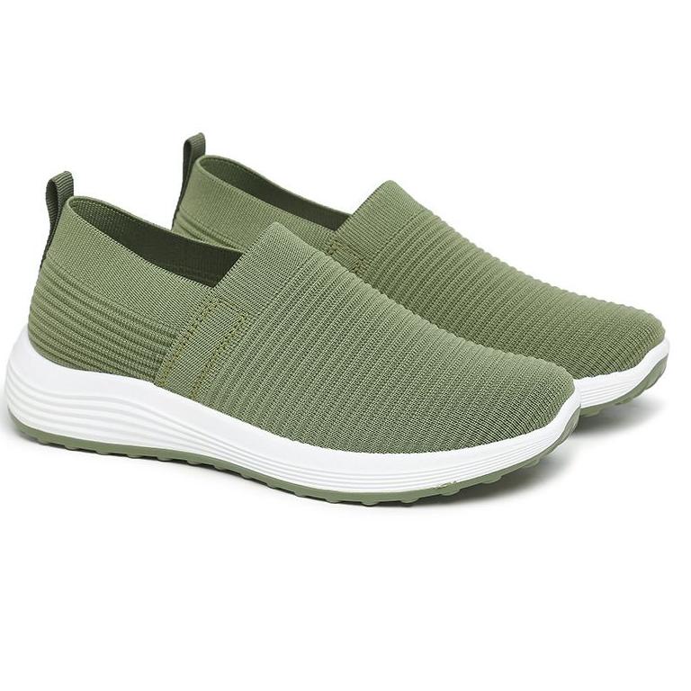 "BLM.10De22ᵟ" SEVEN_DAY SEPATU RAJUT SLIP ON WANITA OLAHRAGA TANPA TALI SPORT SHOES HIJAU A-667