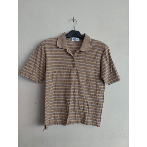 polo shirt strip unisex coklat jantzen