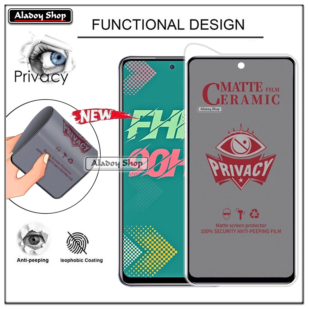 Tempered Glass Anti SPY Infinix Hot 11S Anti Gores Privacy + Tempered Glass kamera dan Skin Carbon