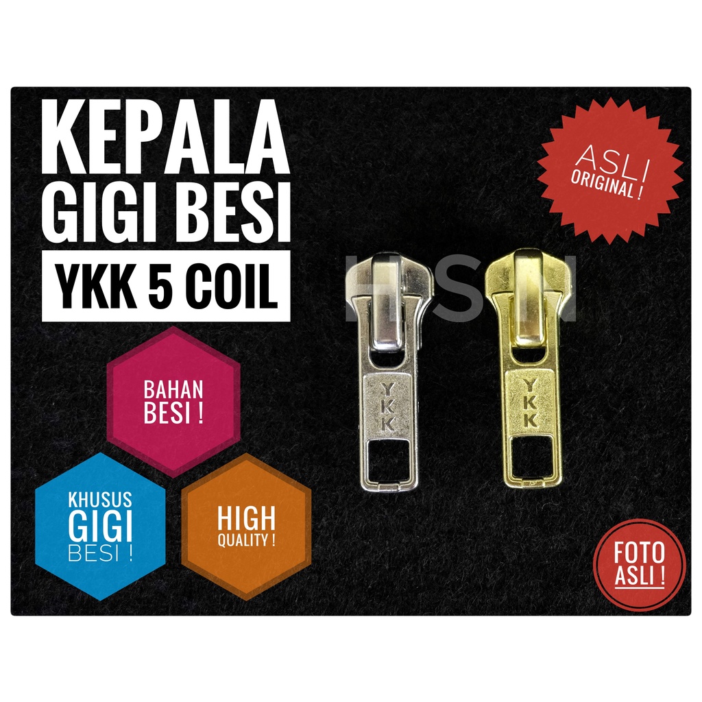 kepala ritsleting / resleting YKK tas / jaket gigi ritsleting besi