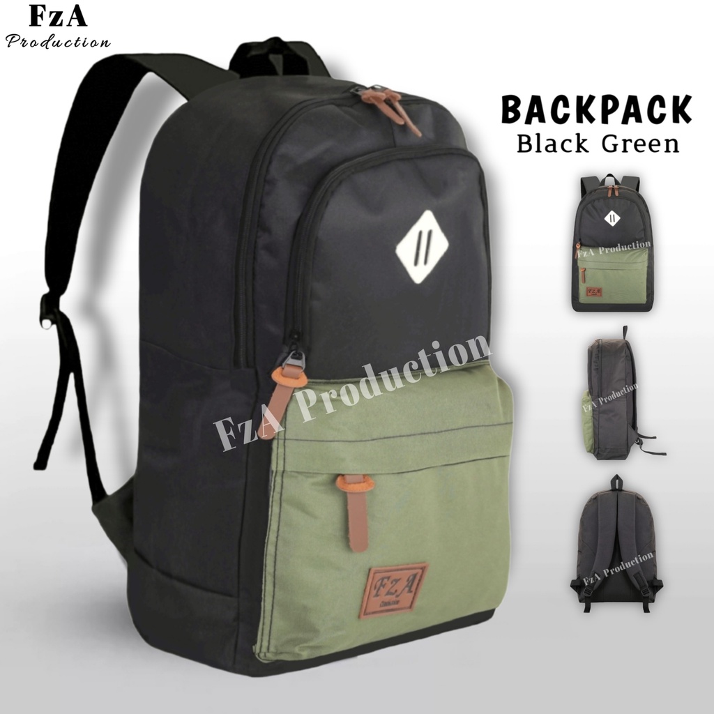 Tas Ransel Punggung Distro Casual Pria Wanita / Tas Ransel Laptop Original - FzA Gratis Jam Tangan Sport