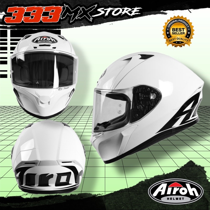 HELM AIROH VALOR WHITE GLOSS HELMET AIROH FULL FACE VALOR WHITE ORI