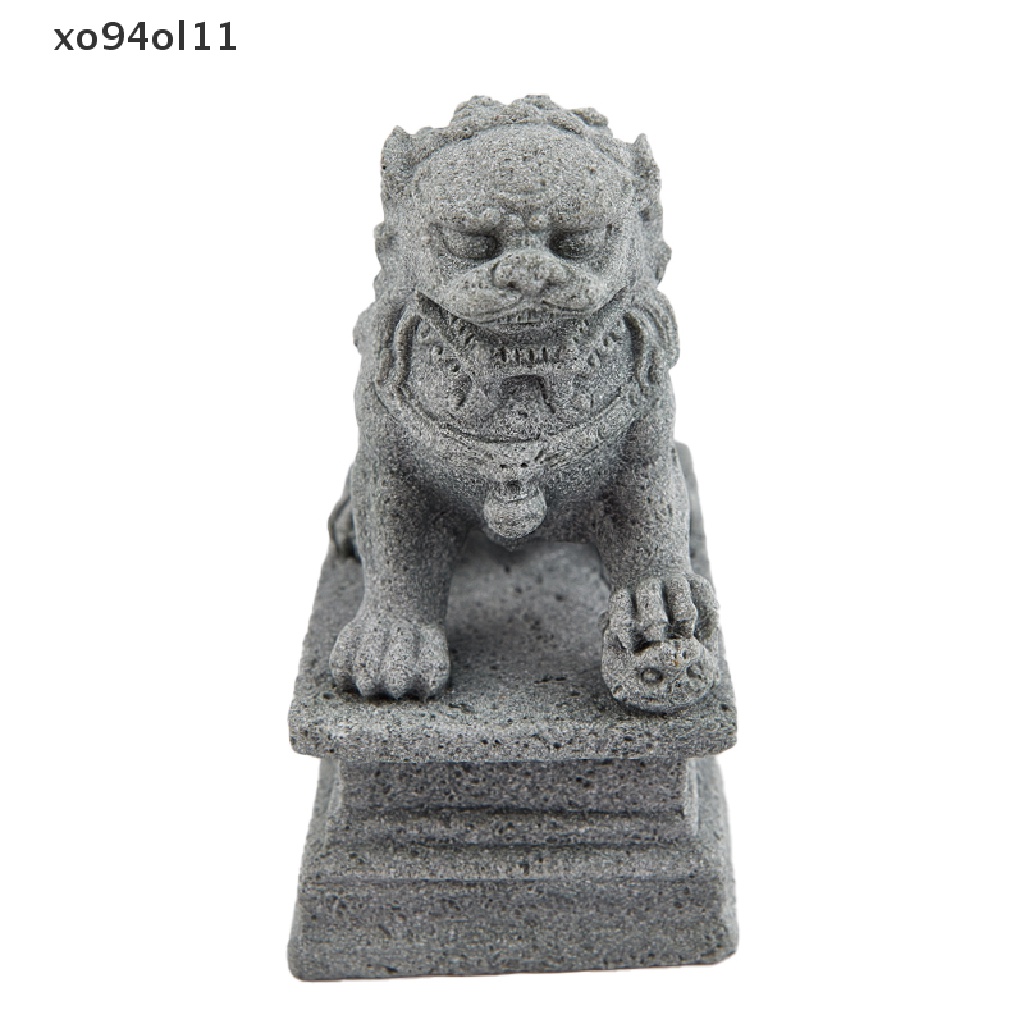 Xo 2Pcs Mini Stone Lion Decor Gaya Cina Patung Singa Desktop Feng Shui Perhiasan OL