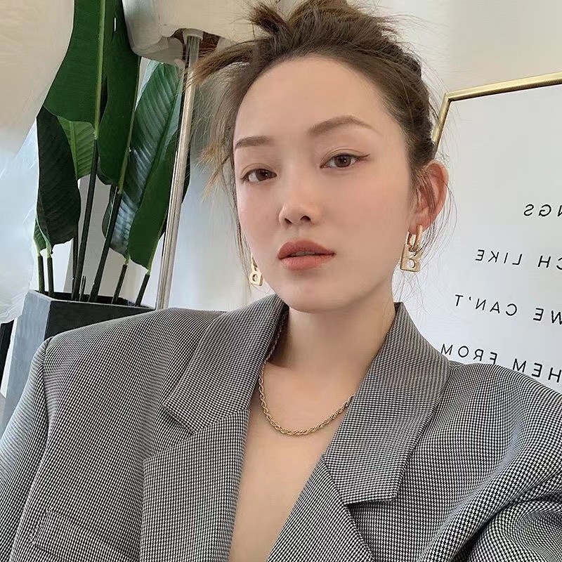 Anting Hoop B titanium anti karat harga grosir bisa cod