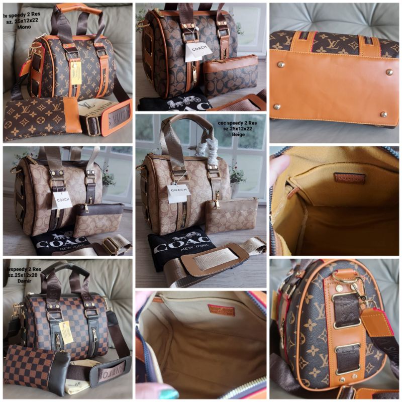 Tas Wanita Top handle Lv Speedy Tas selempang Size 25 Free Dompet Waterproof