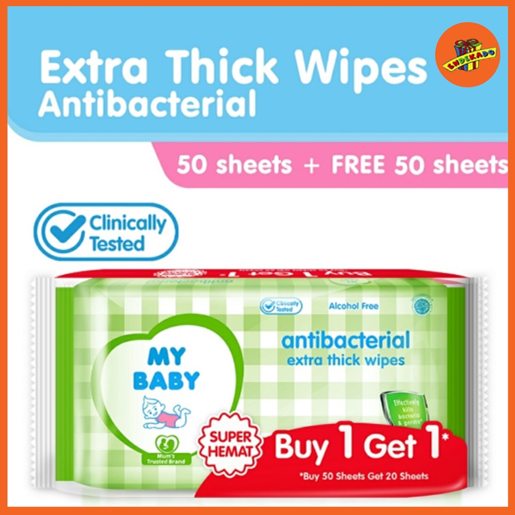 MY BABY Extra Thick Wipes 50+50 Sheets - Tisu Basah Beli 1 Gratis 1