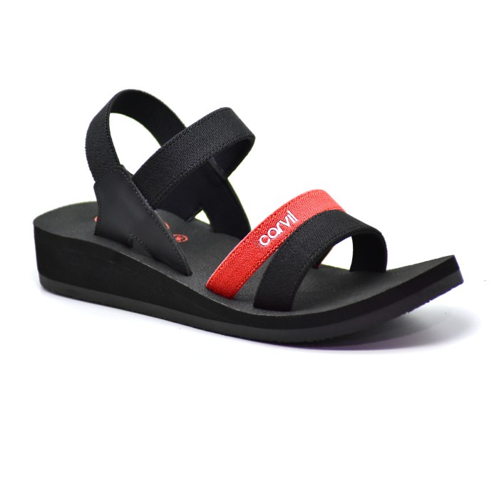 Carvil Joanna TB Black Red Sandal Casual Wanita_A29