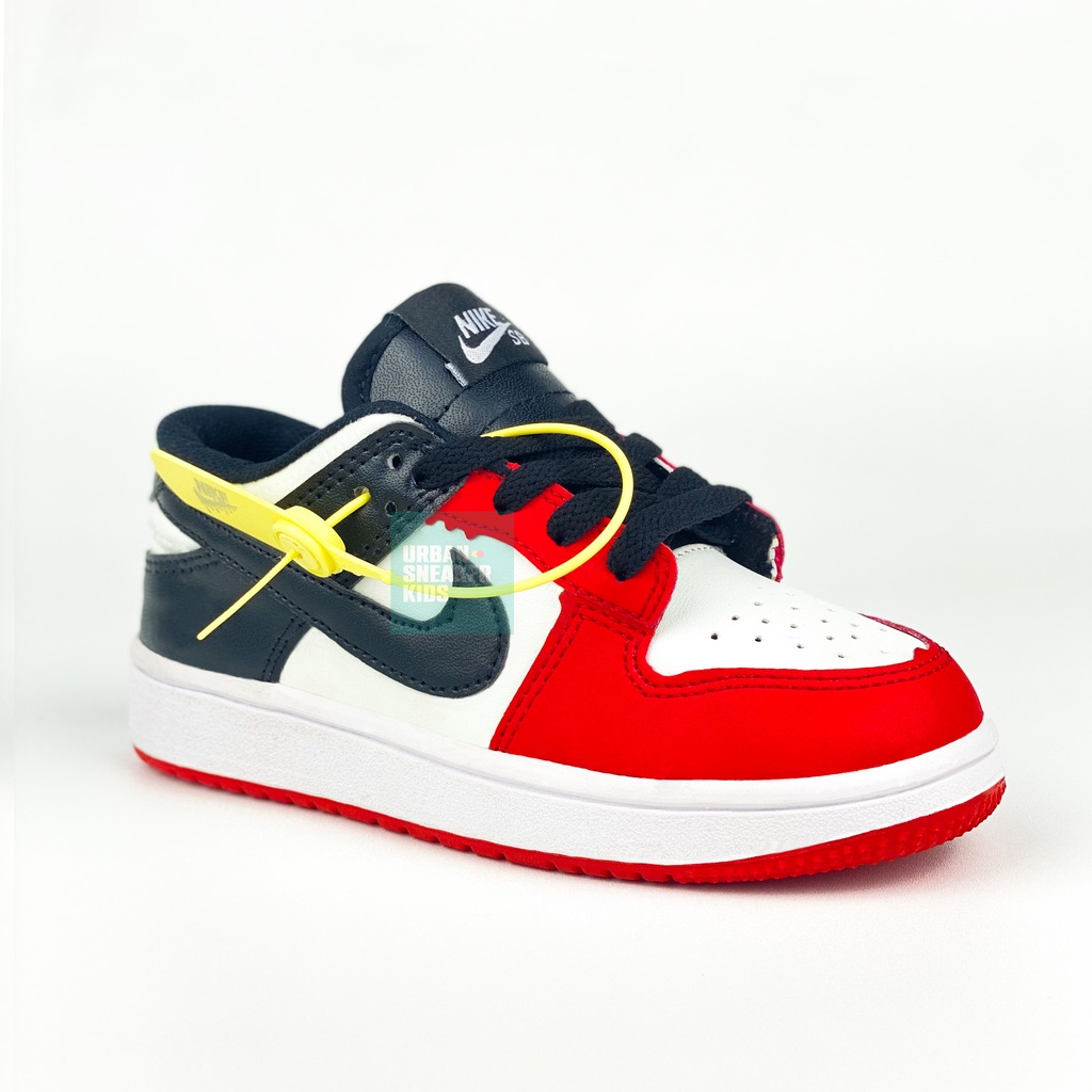 Sneakers Dunk Sepatu Anak Laki Laki Import Hitam Merah Usia 3-10 Tahun - Urban Sneaker Kids