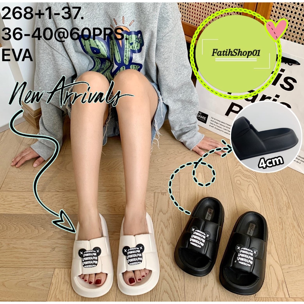 Sandal selop bantal wanita import terbaru 268+1-37 ( 36-40) Sandal selop rumahan korean style