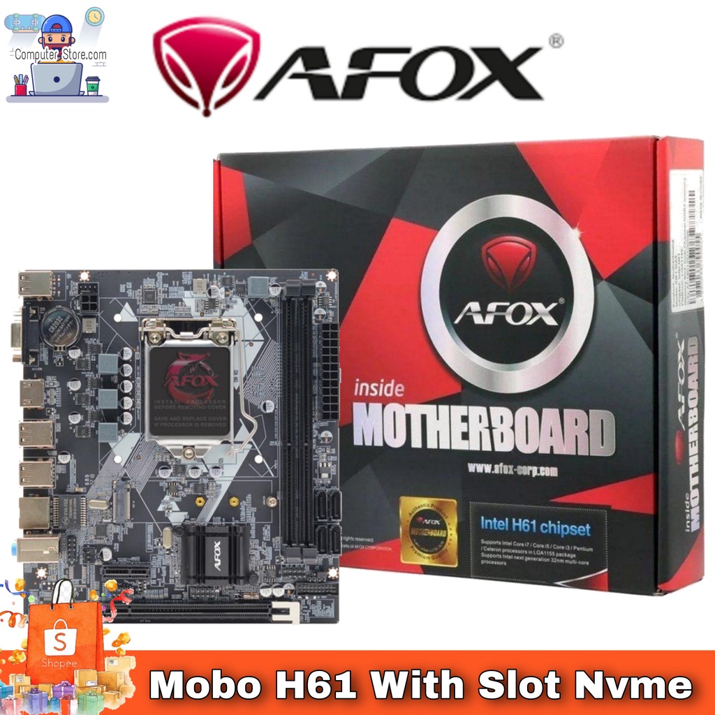 Mainboard IH61-MA2-V4 Intel LGA 1155 - Mobo H61 Gen 2 Sandy Bridge / 3 Ivy Bridge Support Slot Nvme Mb Untuk Gaming Office Admin Garansi Resmi 2 Tahun