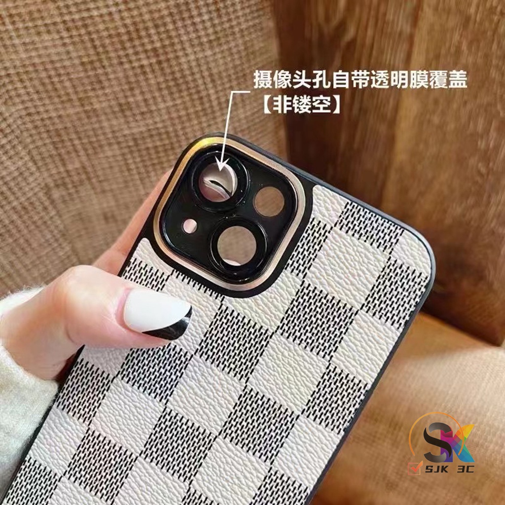 Case black Plaid High Quality Fashion With lens protection for iPhone 14 13 12 11 Pro Max CASE