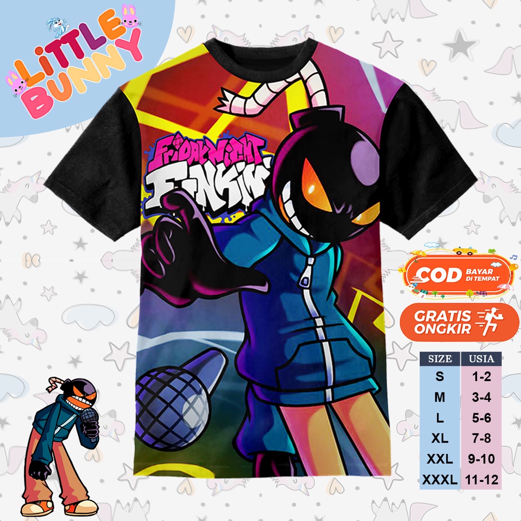 KAOS ANAK KARAKTER 3D WHITTY FNF FUNKIN ART 15 BAJU KAOS ANAK FNF - LITTLE BUNNY