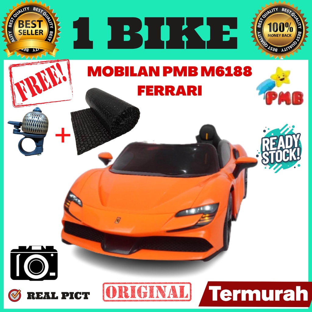 MOBIL AKI MAINAN ANAK PMB M6188 MODEL FERRARI VARSA TERBARU!! mobilan murah , mobilan anak murah