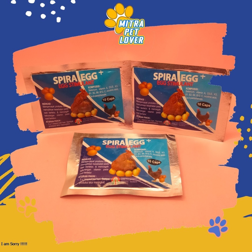 KAPSUL PERCEPAT PRODUKSI TELUR AYAM - SPIRA EGG CAPSULE - 10 CAPSUL - MENSTABILKAN KONDISI UNGGAS SAAT BERTELUR - MURAH ASLI GARANSI KUALITAS ORIGINAL - PET ANIMAL HEALTHCARE &amp; VETERINARY TAMASINDO OBAT KESEHATAN &amp;  VITAMIN TERNAK HEWAN  MITRAPETLOVER