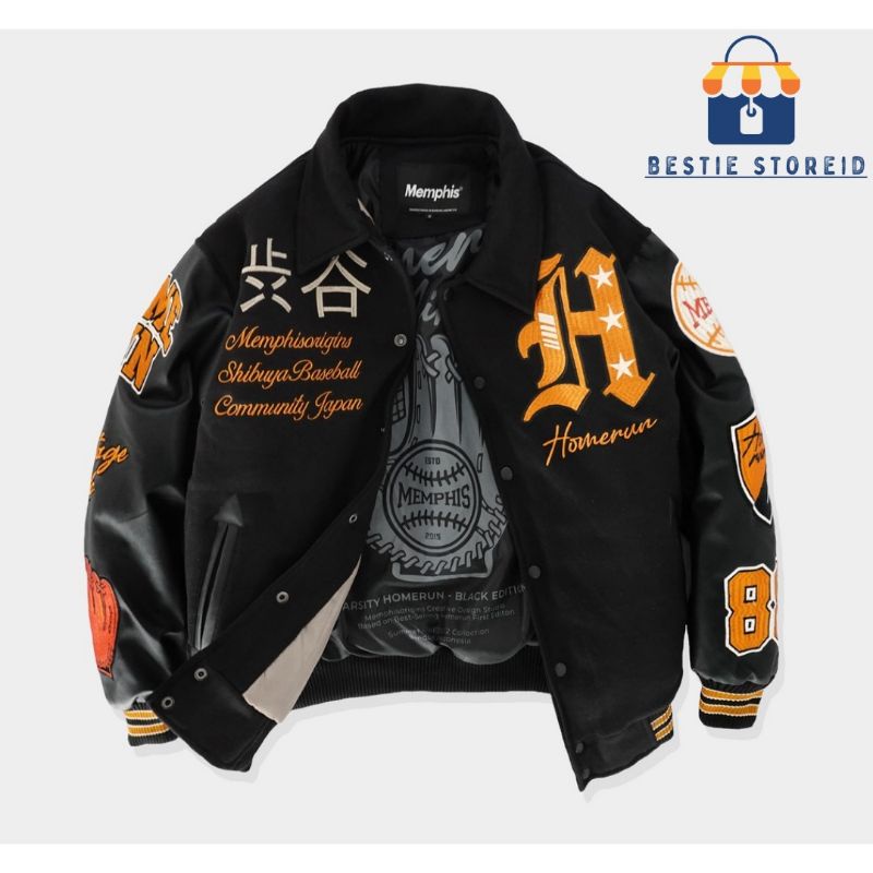 Memphisorigins Varsity Jacket HOMERUN BLACK EDITION ORIGINAL