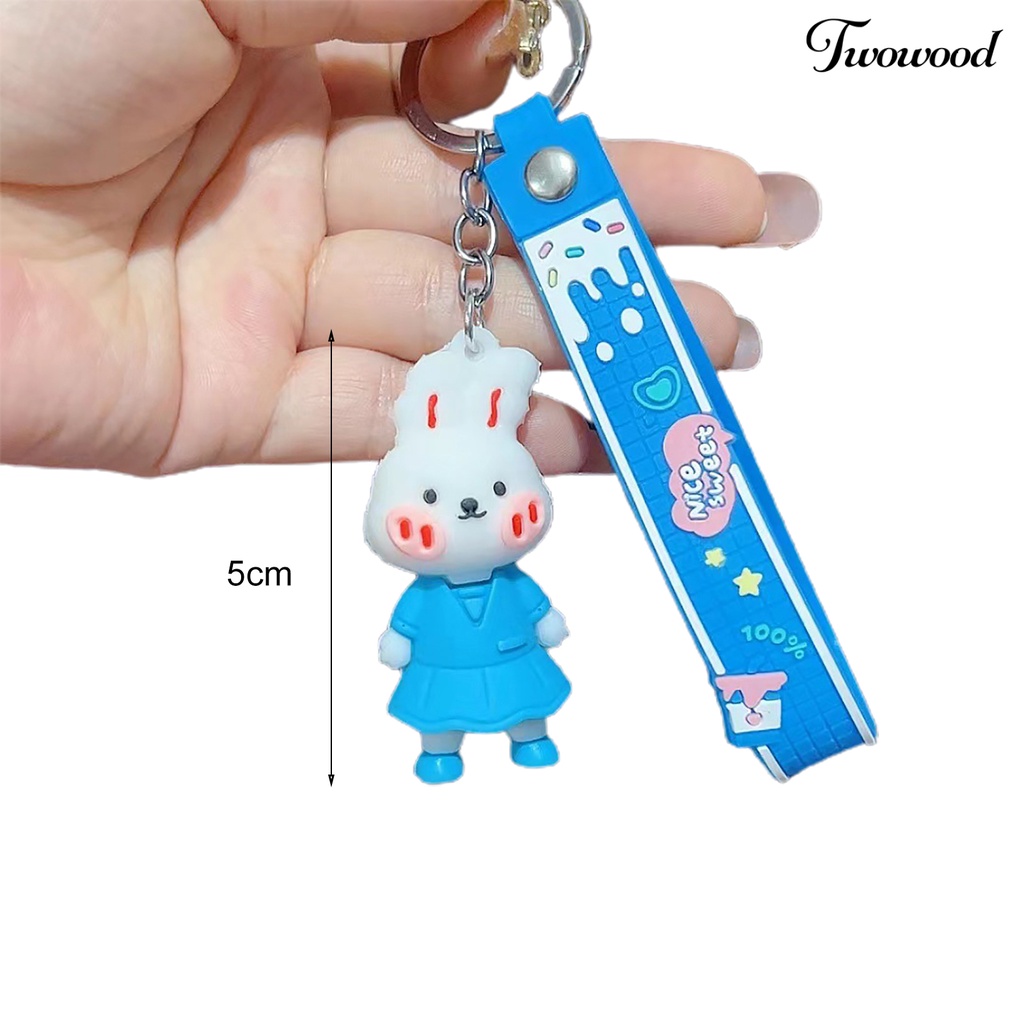 Twowood Rabbit Gantungan Kunci Kartun Serba Guna Tiga Dimensi Realistis Terlihat Dapat Digunakan Kembali Hias Dengan Lanyard Kelinci Lucu Tas Ponsel Mobil Gantungan Kunci Liontin Untuk Anak Perempuan