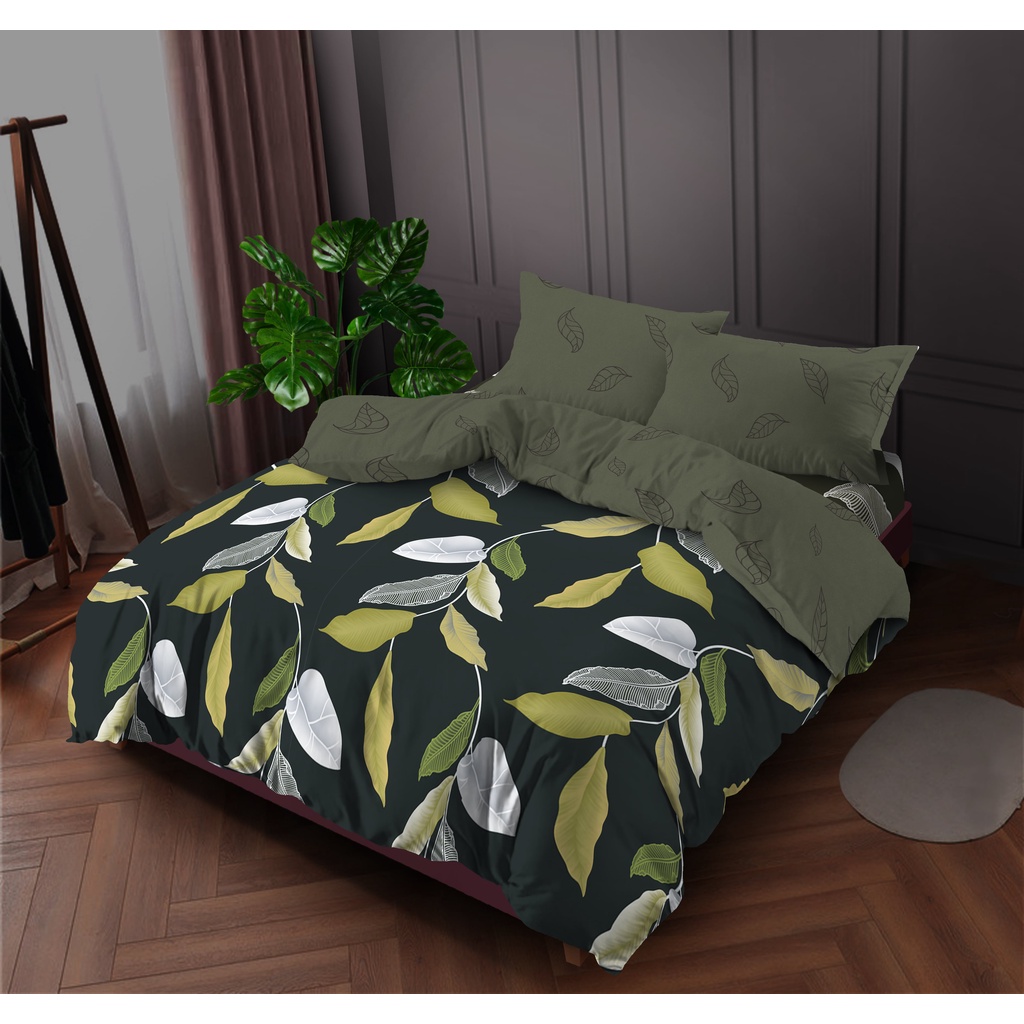 Kintakun Bedcover Set Flat 160 / 180 Hanum Bunga Dluxe Microtex 20cm Hijau