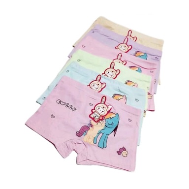 6 pcs celana dalam anak  perempuan model boxer bahan katun import