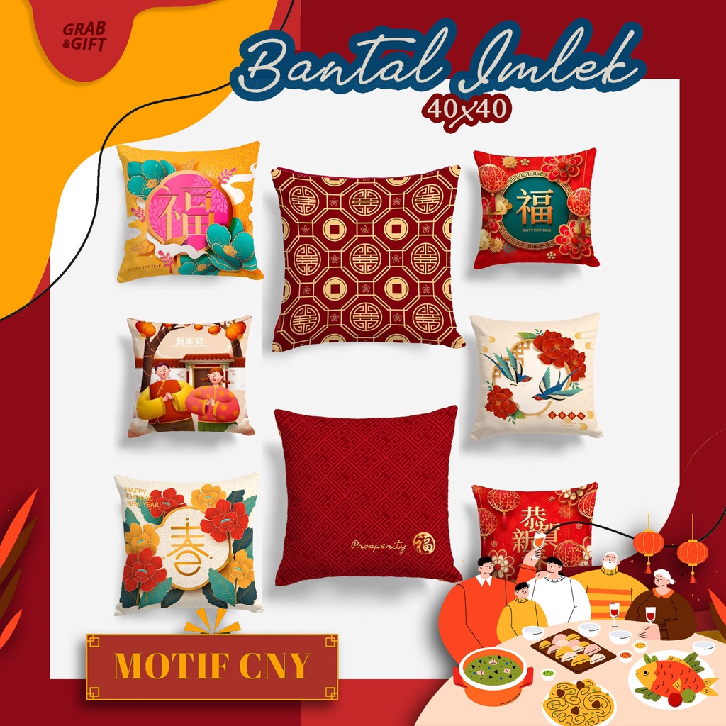 Bantal Sofa Imlek CNY Chinese New Year Sincia 40x40 cm