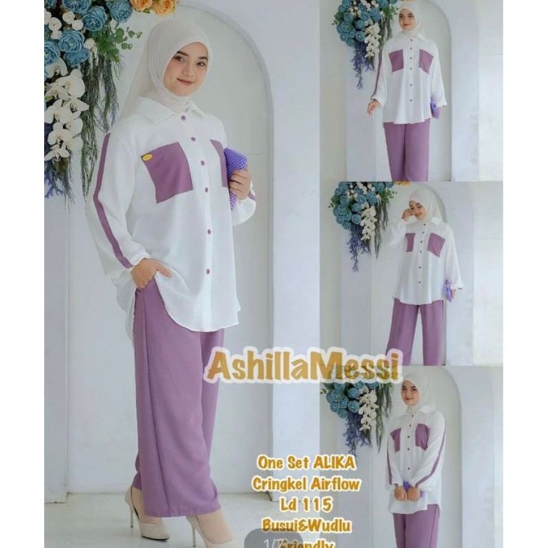 ALIKA SET/SETELAN CRINKLE LIST KANTONG LD 115CM