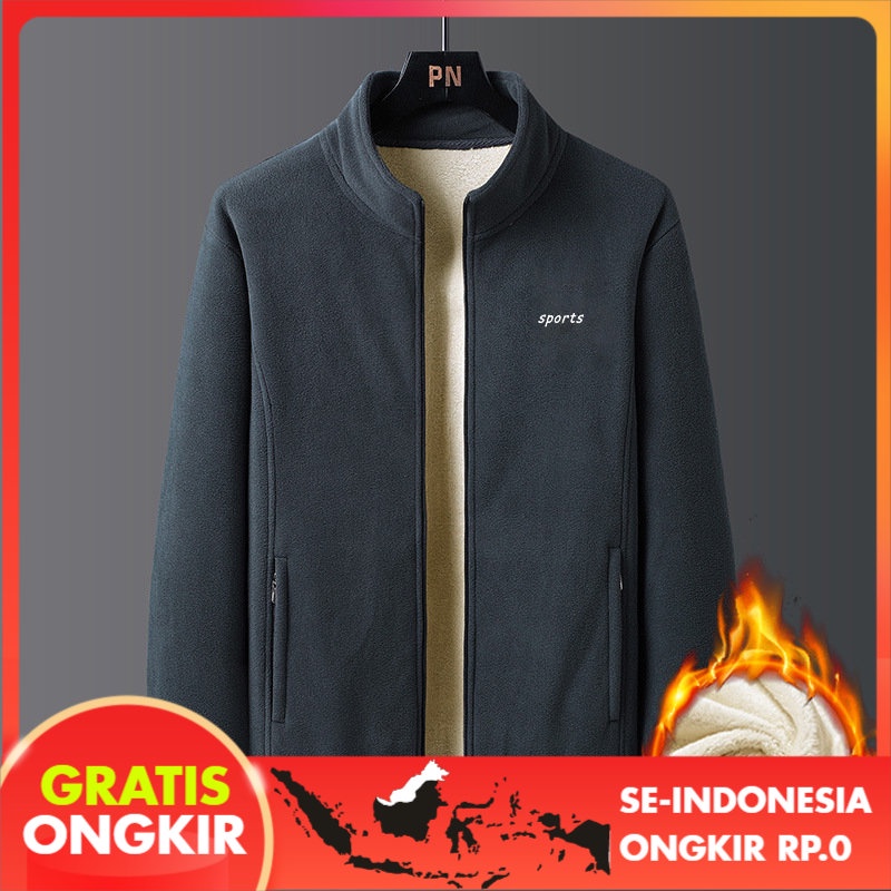 Jaket Korea Kasmir Hooe Pria    Bulu Berlapis Tebal Jaket Bulu Domba Middle-Aged  Kasual Pria  Bulu 
