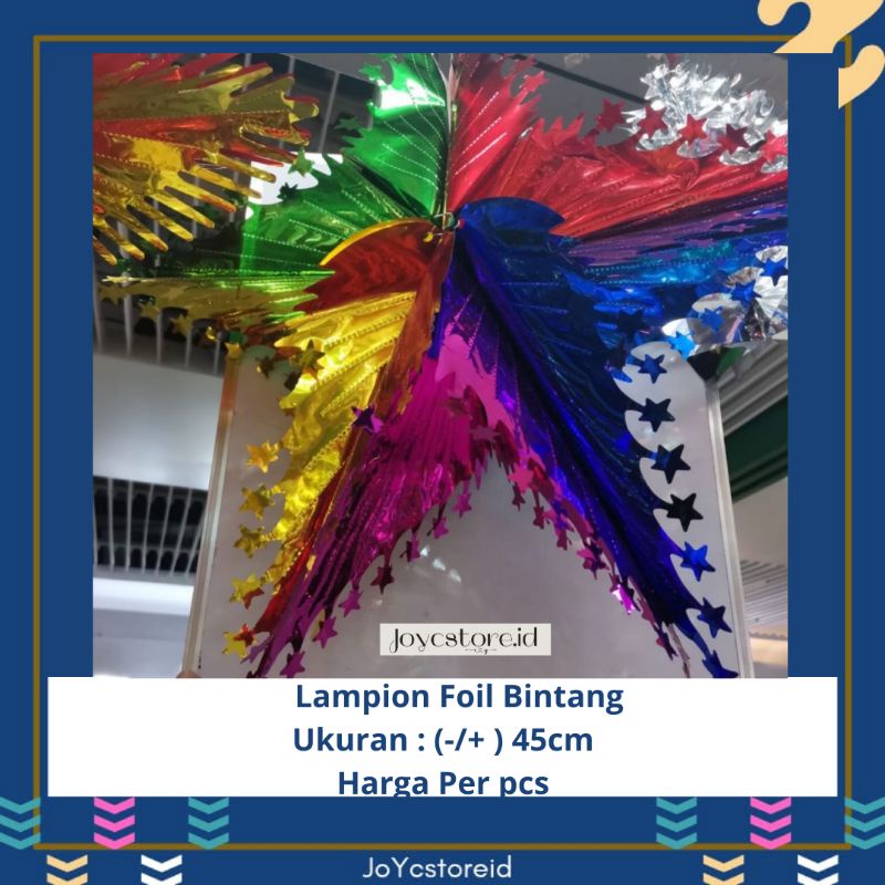 Lampion Foil Bintang 25cm | Lampion Gantung | Hiasan lampion | Dekorasi | Dekorasi ultah | Perlengkapan Ultah | Hiasan dinding | Backdrop Dinding | Dekorasi Lamaran