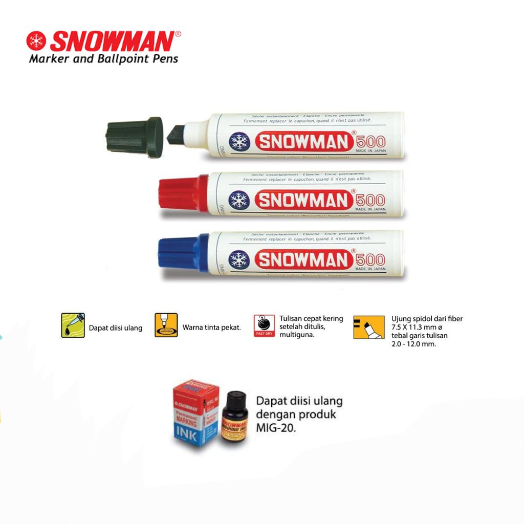 

Spidol Permanen Permanent Marker Snowman 500 Jumbo J-500