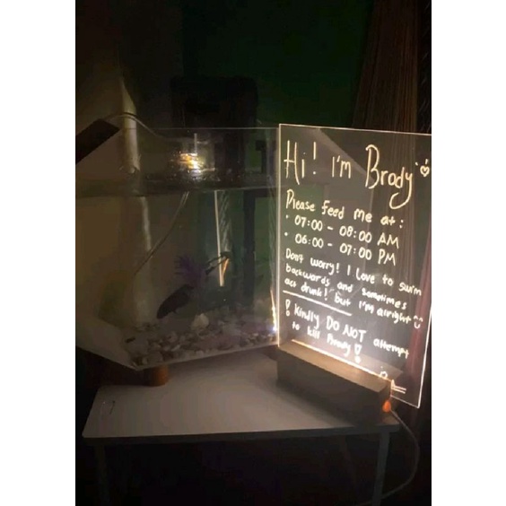 

(READY STOCK!) acrylic akrilik memo note board|papan tulis akrilik LED menyala warm white