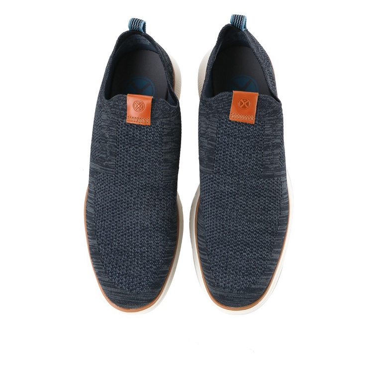 HM013 SEPATU SLIP ON HUSH PUPPIES PRIA ORIGINAL CASUAL KETS BRANDED BIRU NAVY BLUE