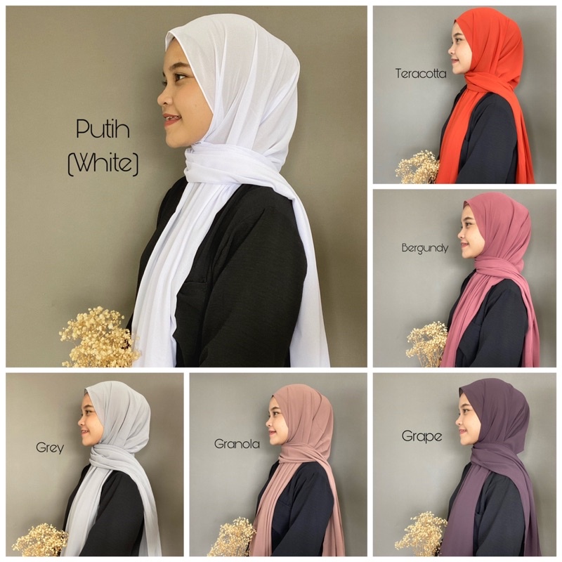 Pashmina Ceruty baby doll premium pasmina ceruty  baby doll pashmina ceruty tepi jahit -+ 175x75