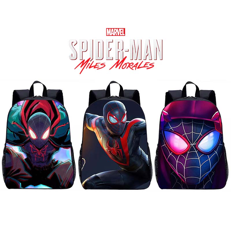 Tas Sekolah anak laki laki seri SPIDER MAN MILES MOREALES marvell gambar printing bonus tempet pensil