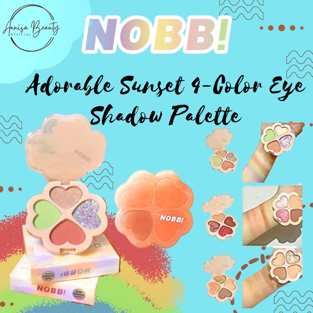 [BPOM][100%ORI&amp;READY]NOBB! Adorable Sunset 4-Color Eye Shadow Palette Heart Eyeshadow Palette Eyes Make Up