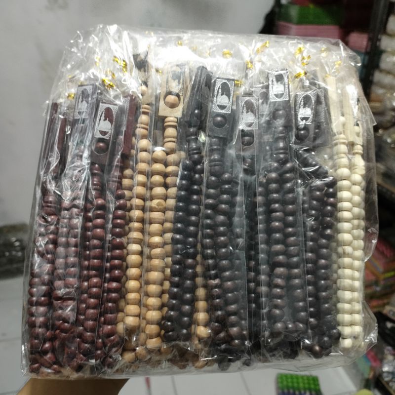 100 PCS SOUVENIR PERNIKAHAN TASBIH KAYU COKLAT KEMAS PLASTIK SOUVENIR PERNIKAHAN UNIK TASBIH KAYU MU