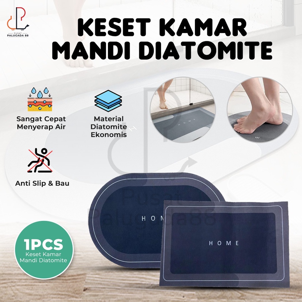 Keset Karpet Kaki Kamar Mandi Gulung Soft Diatomite Anti slip Bau Cepat Kering ORI Lantai Pintu Serap Air PREMIUM