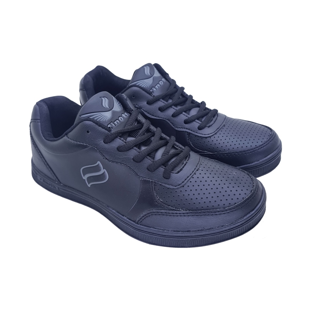 Sepatu sneakers hitam polos sekolah Finotti Saturnus 03 04