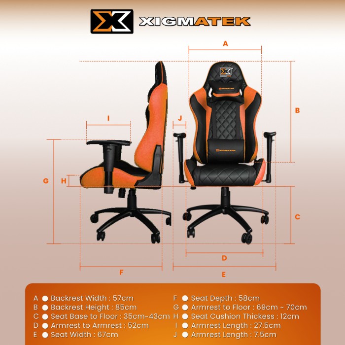 GAMING CHAIR / KURSI GAMING XIGMATEK HAIRPIN ORANGE