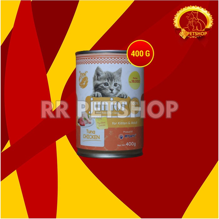 Makanan Kucing Basah Junior Wet Food Kaleng 400 Gram Non Whiskas