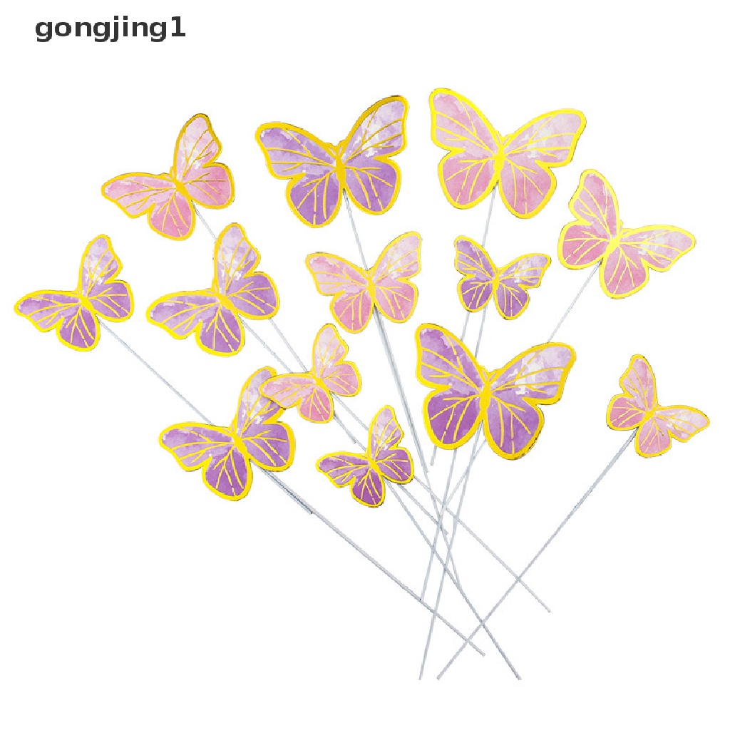 Ggg 10Pcs /Set Butterfly Cake Toppers Pesta Pernikahan Perlengkapan Baking Kue Ulang Tahun ID