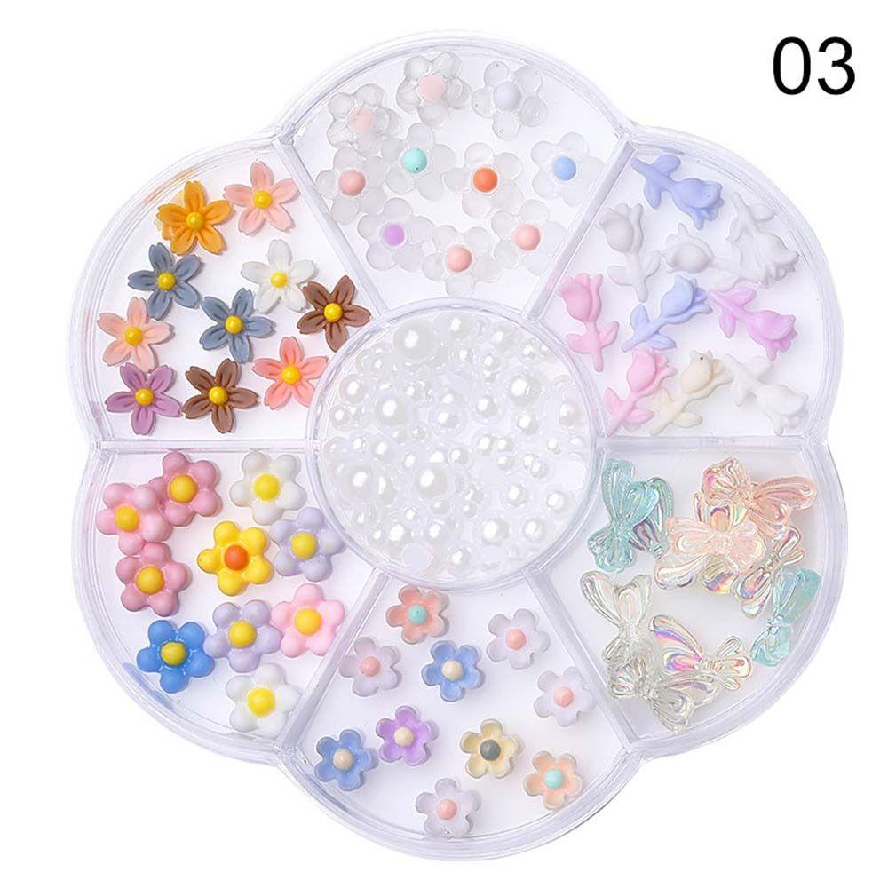 Needway Dekorasi Kuku Gadis Hadiah 7grid Cinta Hati Ikatan Simpul Manikur Aksesoris Beruang Nail Art Perhiasan