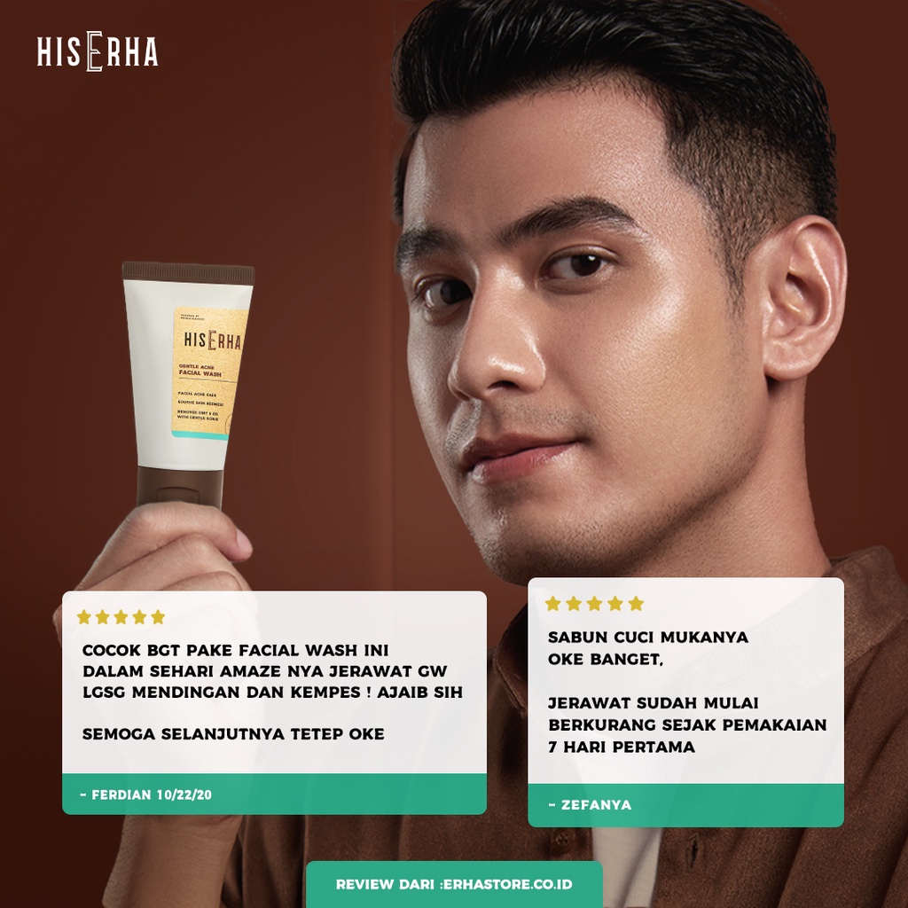 HIS ERHA Gentle Acne Facial Wash Mini 40g - Pembersih Wajah pria