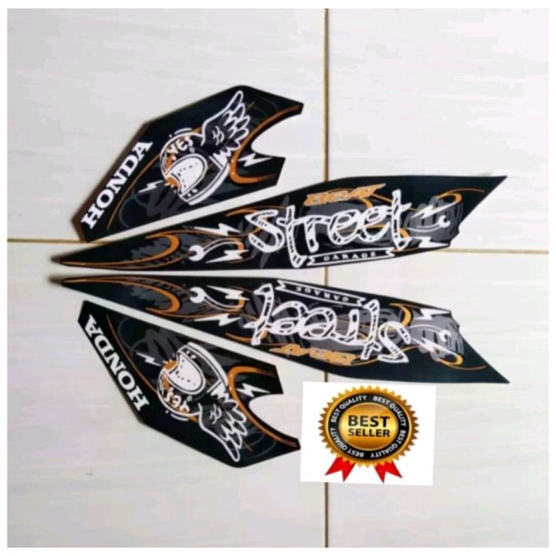 stiker striping Honda beat street hitam