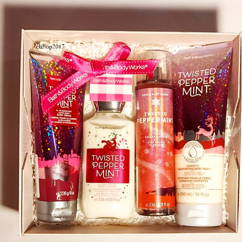 BATH &amp; BODY WORKS BBW TWISTED PEPPERMINT PAKET GIFTSET HAMPERS FOR VALENTINE MOTHERS DAY CHINESE LUNAR NEW YEARS EVE EID MUBARAK LEBARAN IDUL FITRI 2IN1 3IN1 4IN1 5IN1 6IN1 7IN1