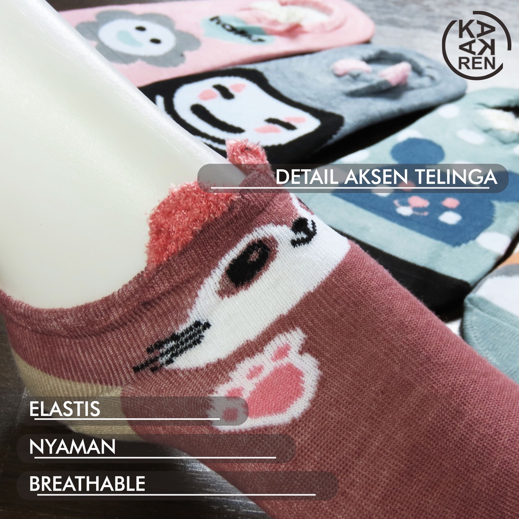 3 PASANG KAOS KAKI PENDEK BALET INVISIBLE SOCKS WANITA DEWASA / KAOS KAKI HIDDEEN MOTIF RANDOM TERMURAH